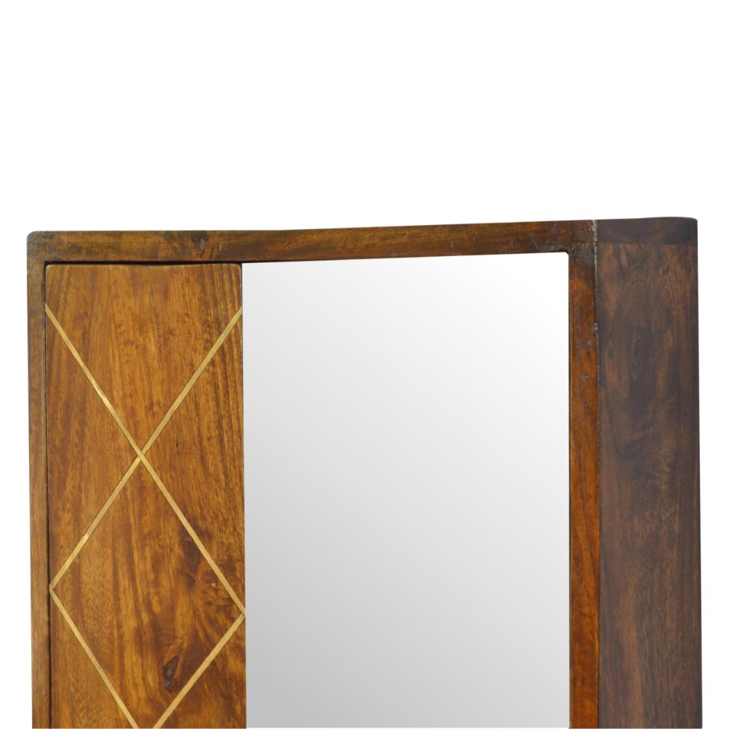 Sliding Brass Wall Mirror Cabinet | Concealed Storage | Decorative Metallic Detail