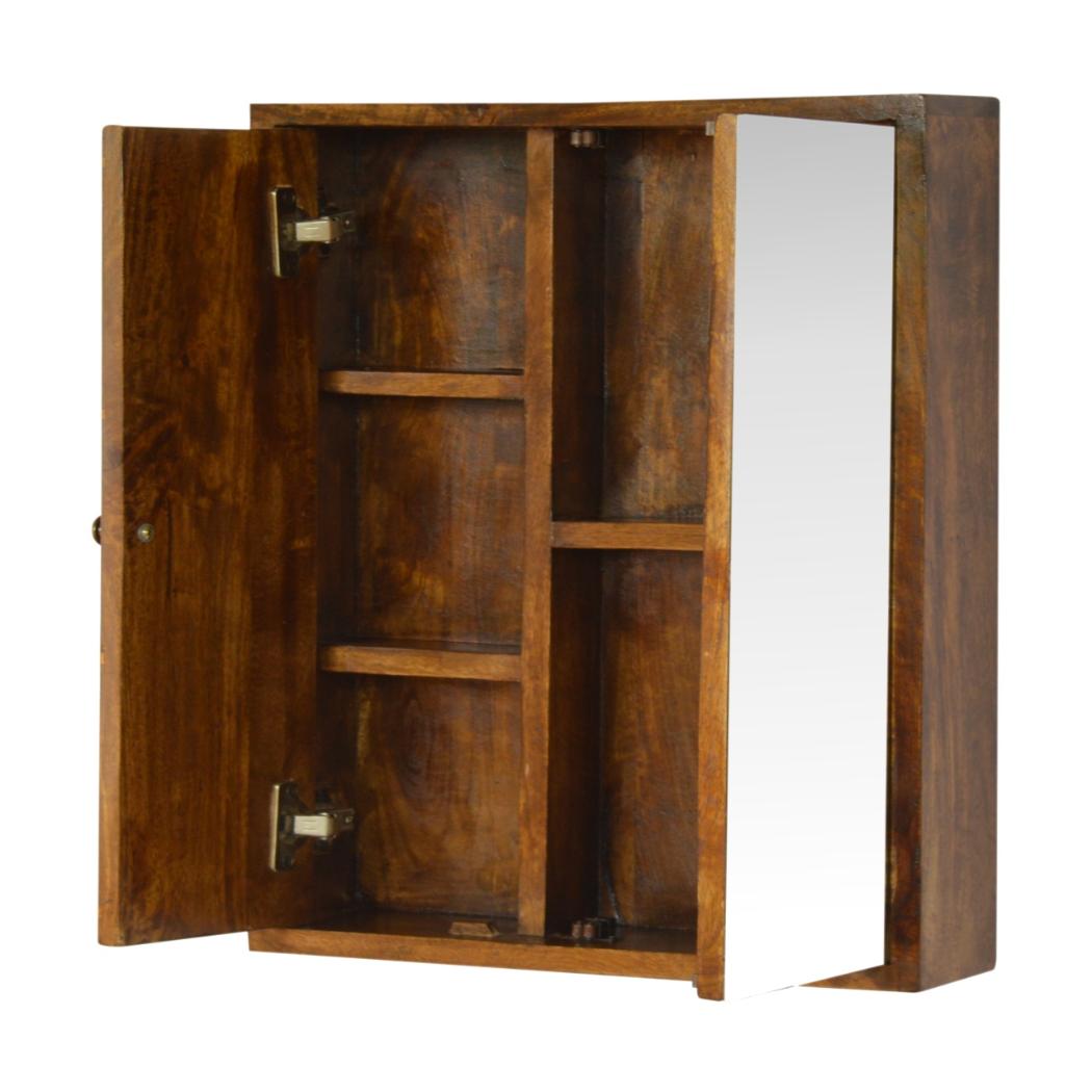 Sliding Brass Wall Mirror Cabinet | Concealed Storage | Decorative Metallic Detail