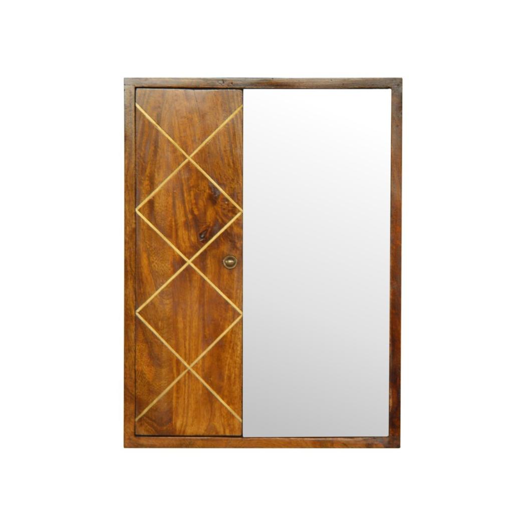 Sliding Brass Wall Mirror Cabinet | Concealed Storage | Decorative Metallic Detail