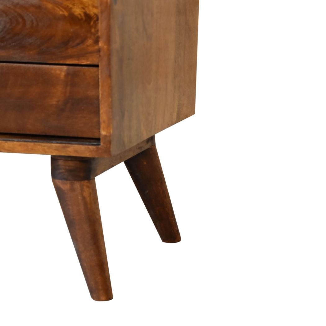 Sliding Door Cabinet | Solid Mango Wood | Chestnut Finish | Compact Storage