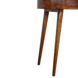 Slim Curved Mango Wood Console Table | Chestnut Finish | Single Drawer