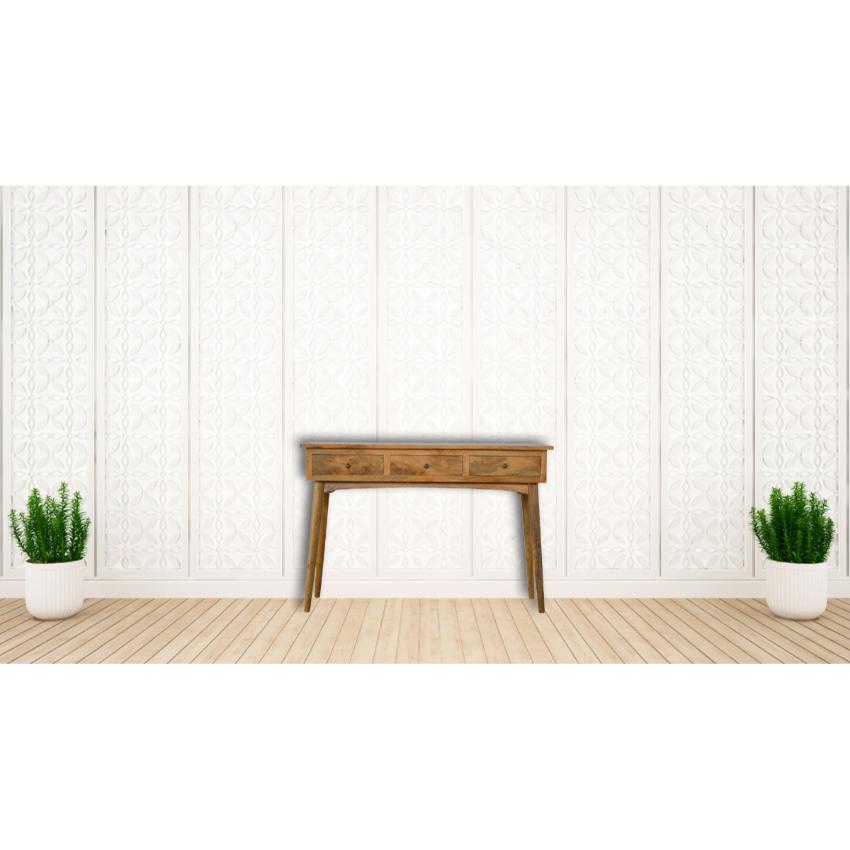 Slim Mango Wood Console Table | 3 Drawers | Nordic Legs