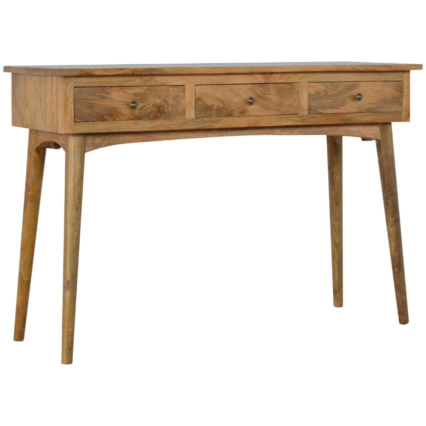 Slim Mango Wood Console Table | 3 Drawers | Nordic Legs