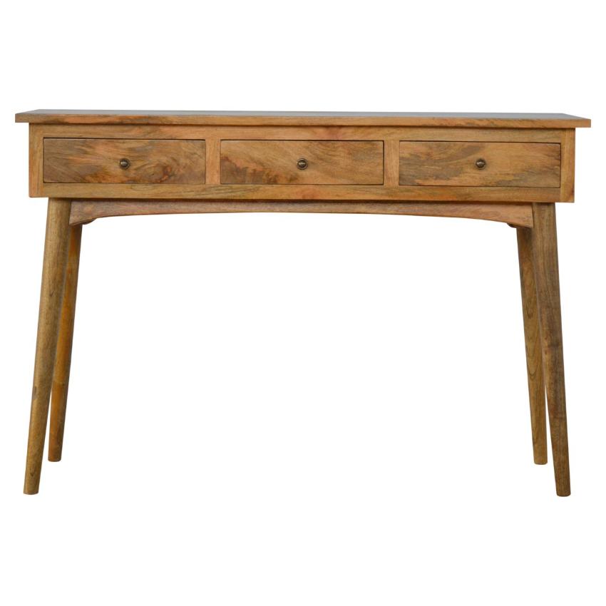 Slim Mango Wood Console Table | 3 Drawers | Nordic Legs