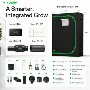 Slimline Smart Grow Tent System | 4x2 ft | 200W Full Spectrum LED