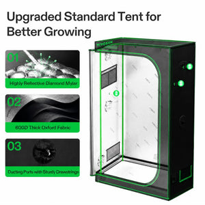 Slimline Smart Grow Tent System | 4x2 ft | 200W Full Spectrum LED