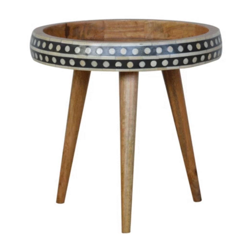 Small Dotted End Table | Decorative Pattern | Compact Side Table