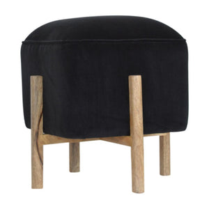 Small Dotted End Table | Solid Mango Wood | Oak Finish | Hand-Carved Accent Table