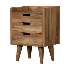 Small Gallery-Back Bedside Table | Oak-Inspired Finish | Compact Raised-Edge Design
