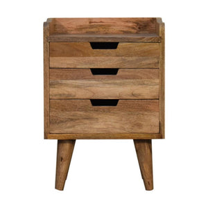 Small Gallery-Back Bedside Table | Oak-Inspired Finish | Compact Raised-Edge Design