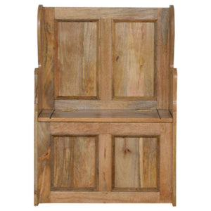 Small Monks Storage Bench | Solid Mango Wood | Oak Finish | Hallway Storage Seat