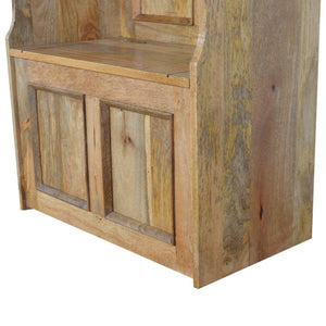 Small Monks Storage Bench | Solid Mango Wood | Oak Finish | Hallway Storage Seat