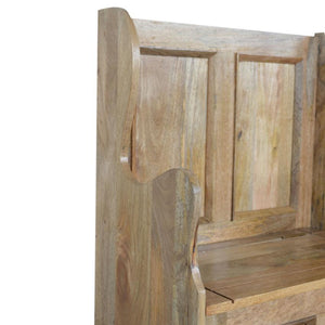 Small Monks Storage Bench | Solid Mango Wood | Oak Finish | Hallway Storage Seat