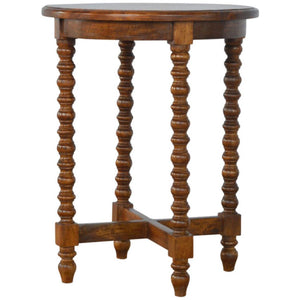 Small Round Mango Wood Tea Table | Natural Timber | Compact Occasional Table