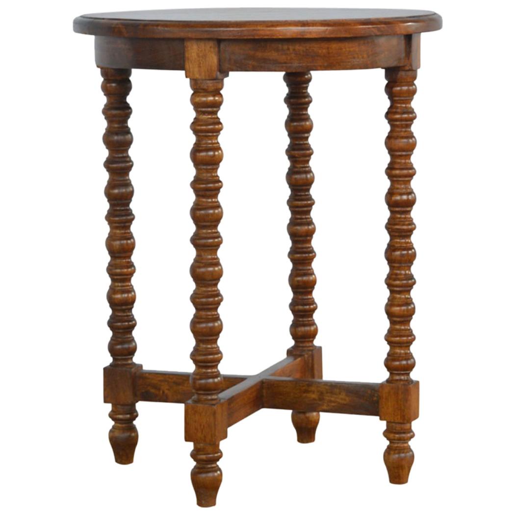 Small Round Mango Wood Tea Table | Natural Timber | Compact Occasional Table