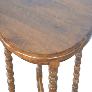 Small Round Mango Wood Tea Table | Natural Timber | Compact Occasional Table