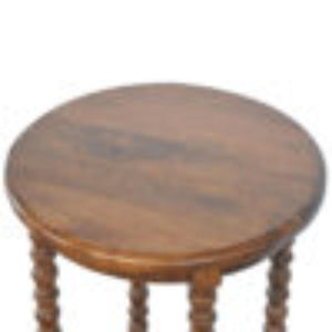 Small Round Mango Wood Tea Table | Natural Timber | Compact Occasional Table
