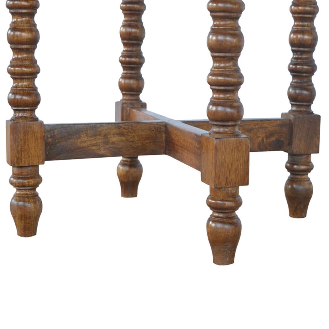 Small Round Mango Wood Tea Table | Natural Timber | Compact Occasional Table