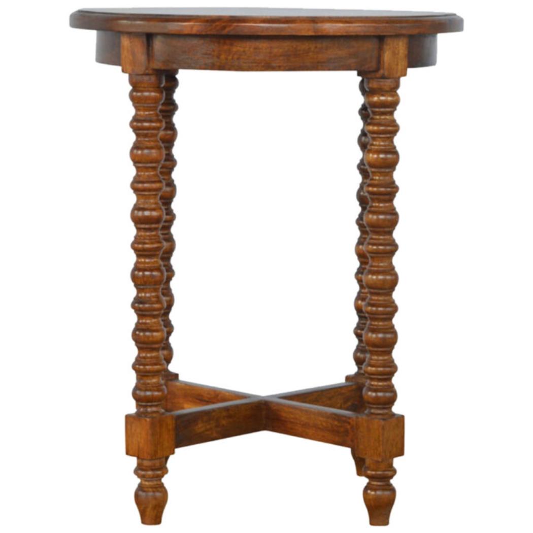 Small Round Mango Wood Tea Table | Natural Timber | Compact Occasional Table