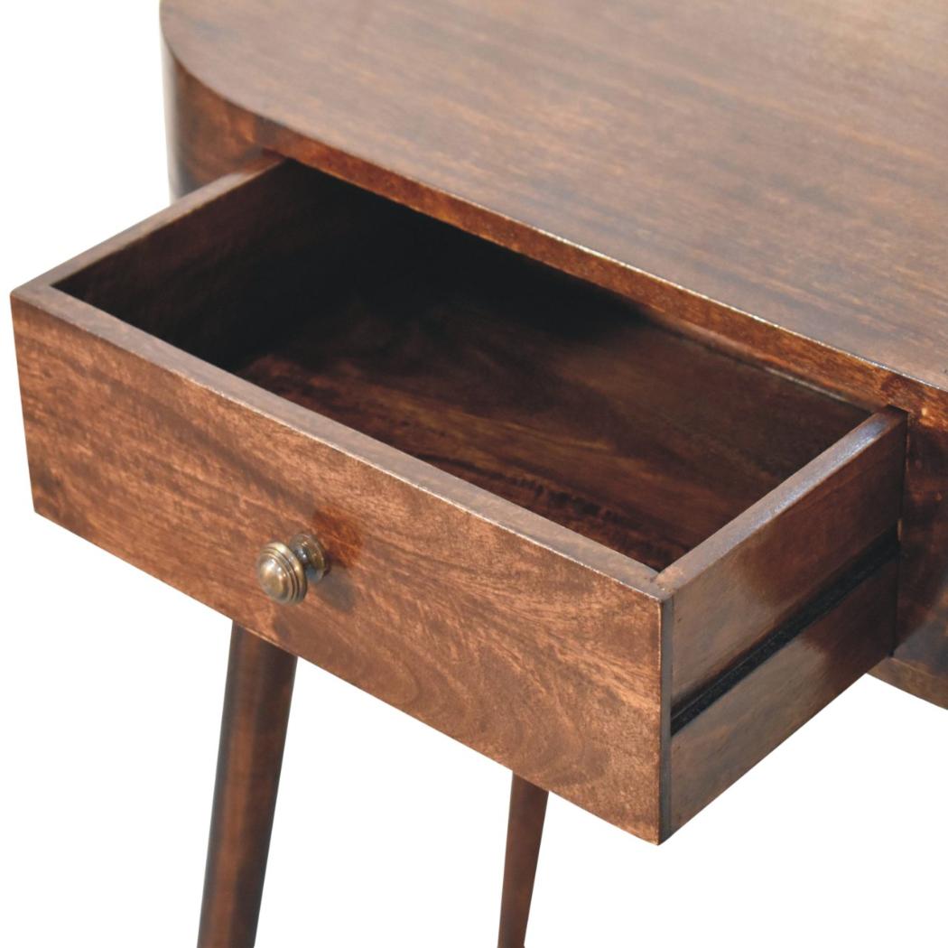 Small Rounded Console | Solid Mango Wood | California Walnut Finish