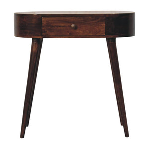 Small Rounded Console | Solid Mango Wood | California Walnut Finish