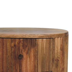 Soba Ball 3 Drawer Bedside Table | Solid Mango Wood | Chestnut Storage