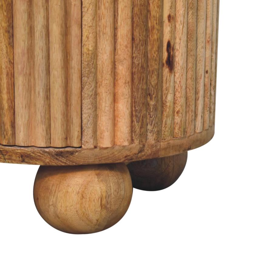 Soba Ball 3 Drawer Bedside Table | Solid Mango Wood | Chestnut Storage