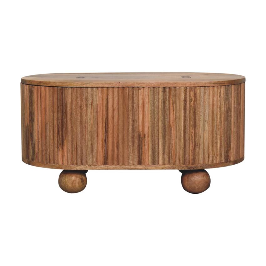 Soba Ball Lid-Up Coffee Table | Solid Mango Wood | Storage Design