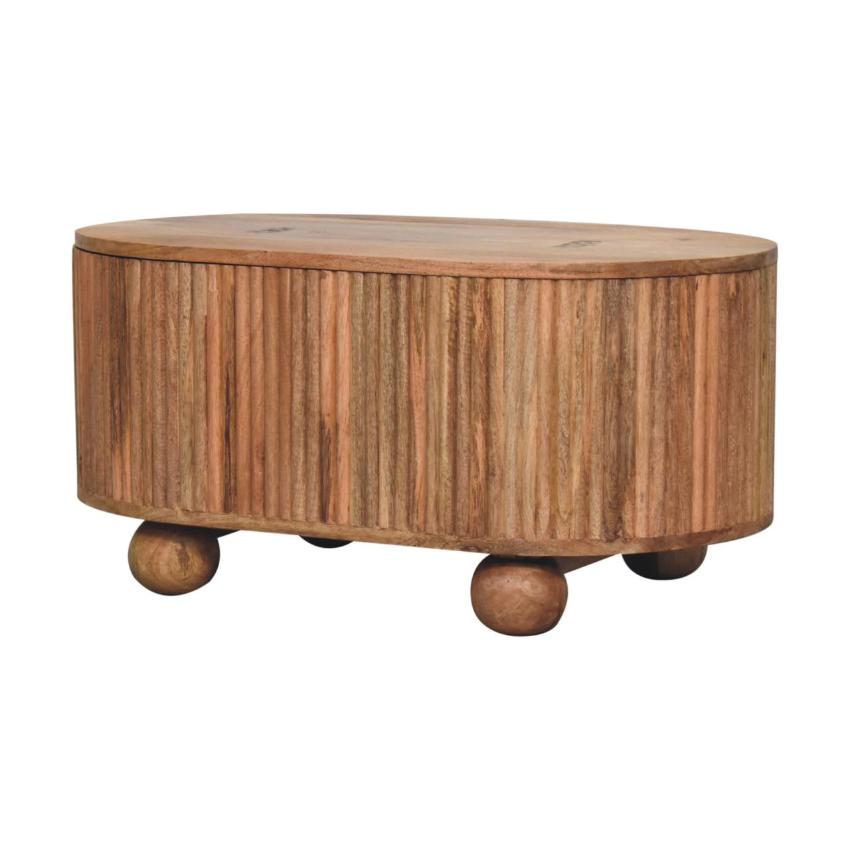Soba Ball Lid-Up Coffee Table | Solid Mango Wood | Storage Design