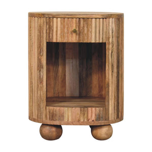 Soba Ball Open-Slot Bedside Table | Sculptural Detail | Compact Storage