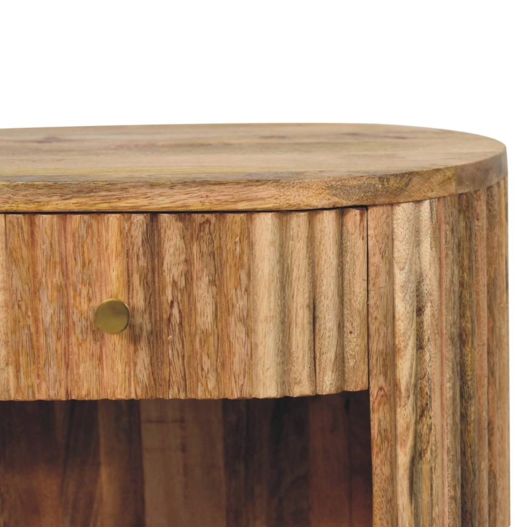Soba Ball Open-Slot Bedside Table | Sculptural Detail | Compact Storage