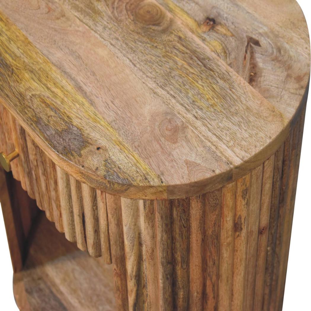Soba Ball Open-Slot Bedside Table | Sculptural Detail | Compact Storage