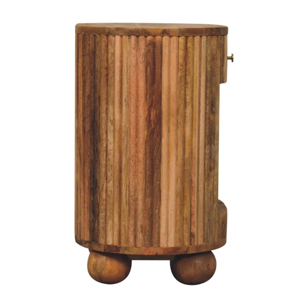 Soba Ball Open-Slot Bedside Table | Sculptural Detail | Compact Storage