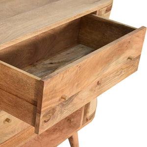 Sofia Woven Door Storage Cabinet | Solid Mango Wood | Oak Finish | 2 Doors & 3 Drawers
