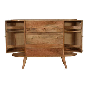 Sofia Woven Door Storage Cabinet | Solid Mango Wood | Oak Finish | 2 Doors & 3 Drawers