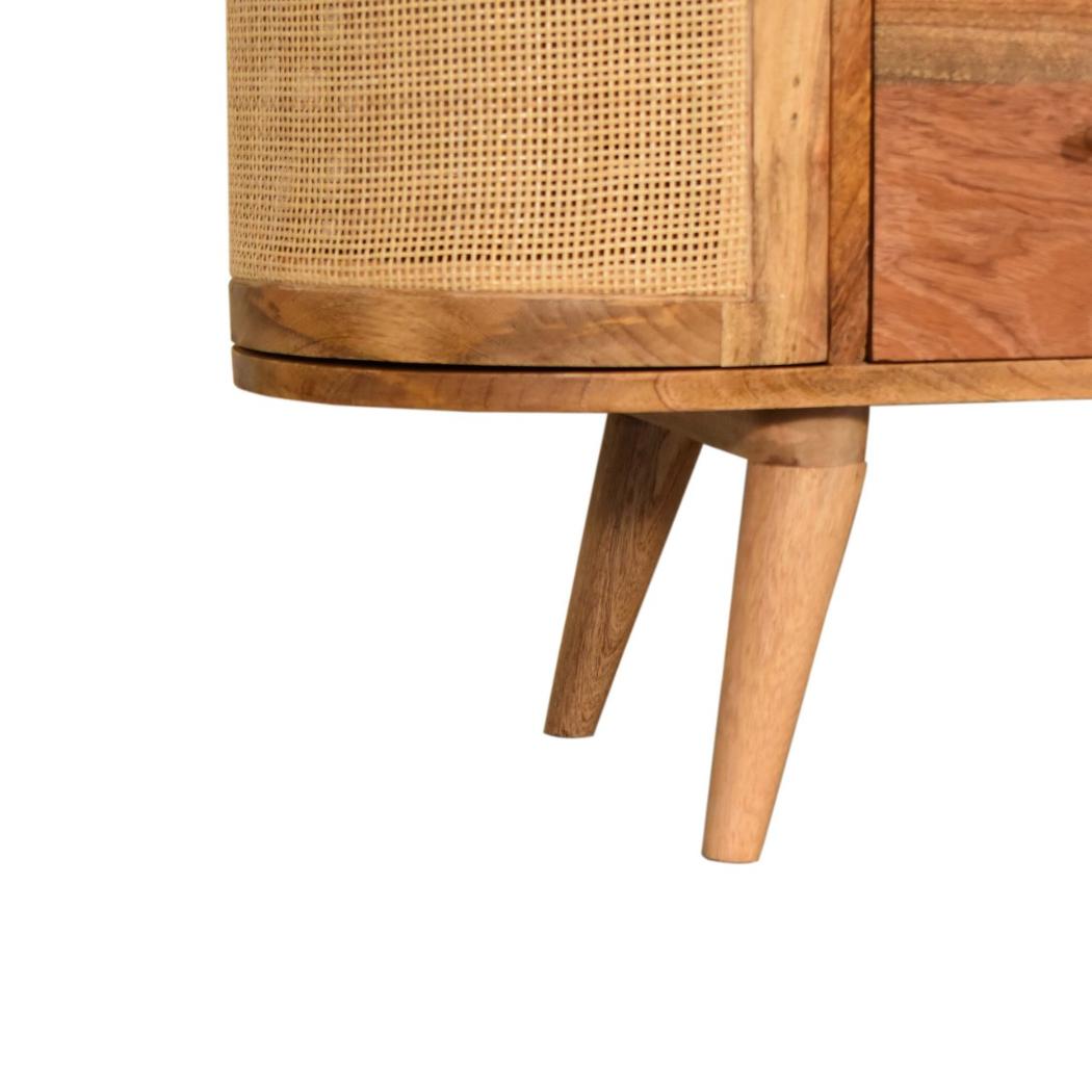 Sofia Woven Door Storage Cabinet | Solid Mango Wood | Oak Finish | 2 Doors & 3 Drawers