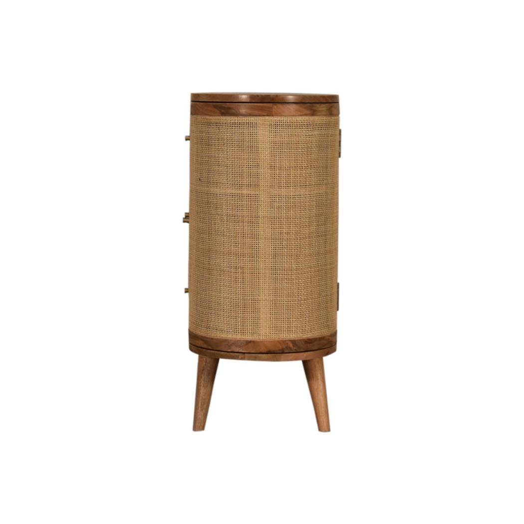 Sofia Woven Door Storage Cabinet | Solid Mango Wood | Oak Finish | 2 Doors & 3 Drawers