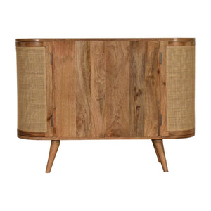Sofia Woven Door Storage Cabinet | Solid Mango Wood | Oak Finish | 2 Doors & 3 Drawers