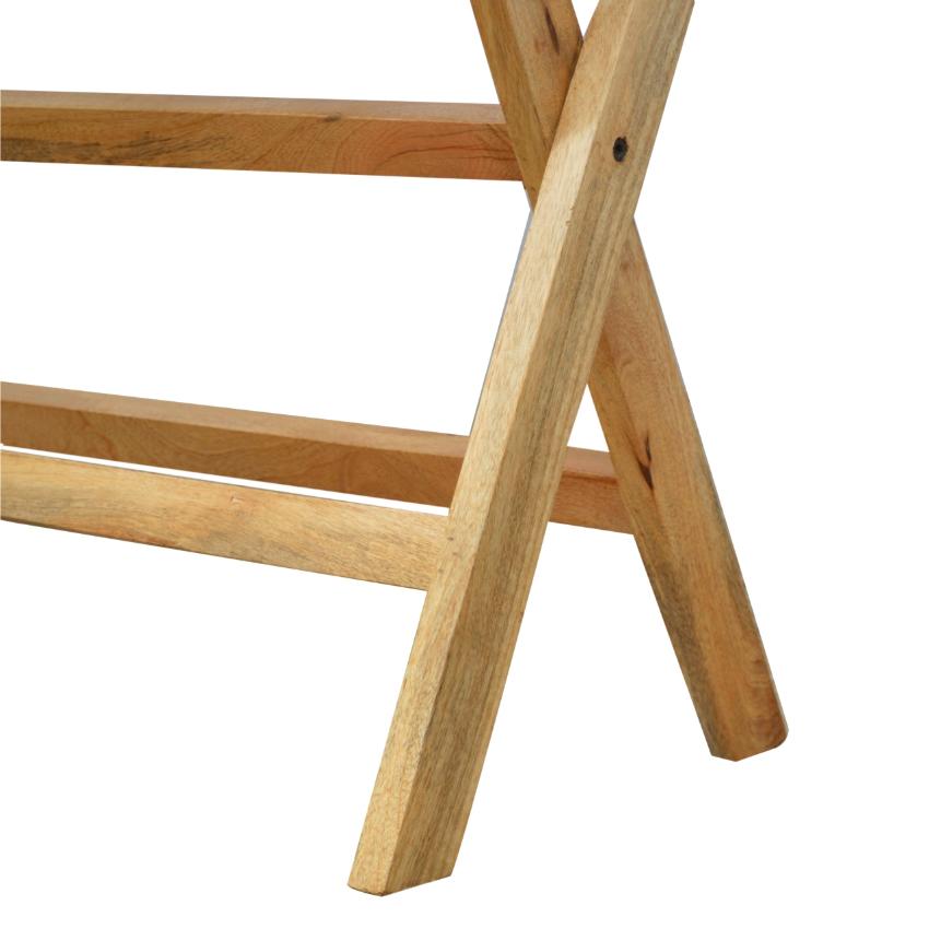Solid Mango Wood Butler Tray Table | Oak-Inspired Finish | Foldable Stand