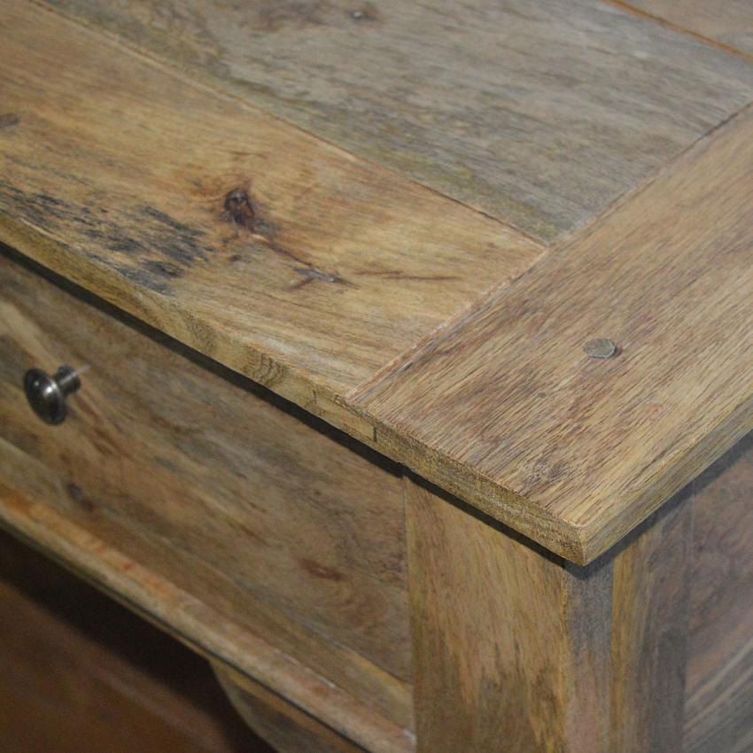 Solid Mango Wood Console Table | 2 Drawers | Oak-Style Finish