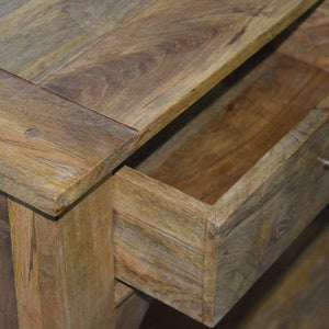 Solid Mango Wood Console Table | 2 Drawers | Oak-Style Finish