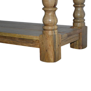 Solid Mango Wood Console Table | 2 Drawers | Oak-Style Finish