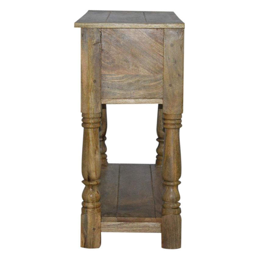 Solid Mango Wood Console Table | 2 Drawers | Oak-Style Finish