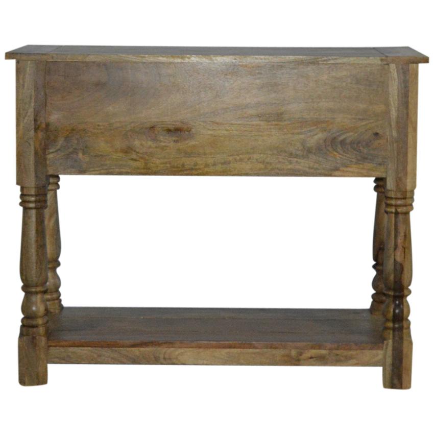 Solid Mango Wood Console Table | 2 Drawers | Oak-Style Finish