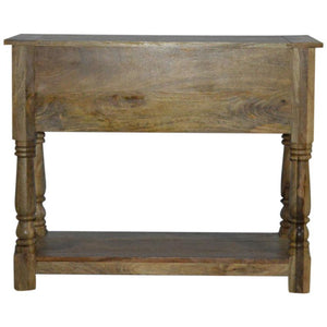 Solid Mango Wood Console Table | 2 Drawers | Oak-Style Finish
