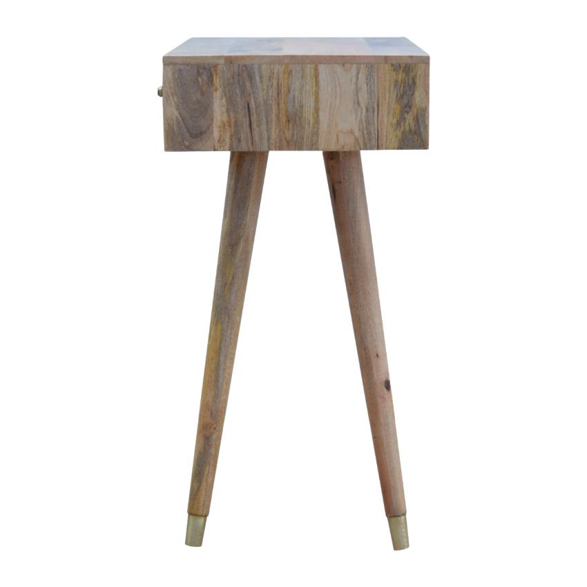 Solid Mango Wood Console Table | Geometric Brass Inlay | Oak-Inspired Finish