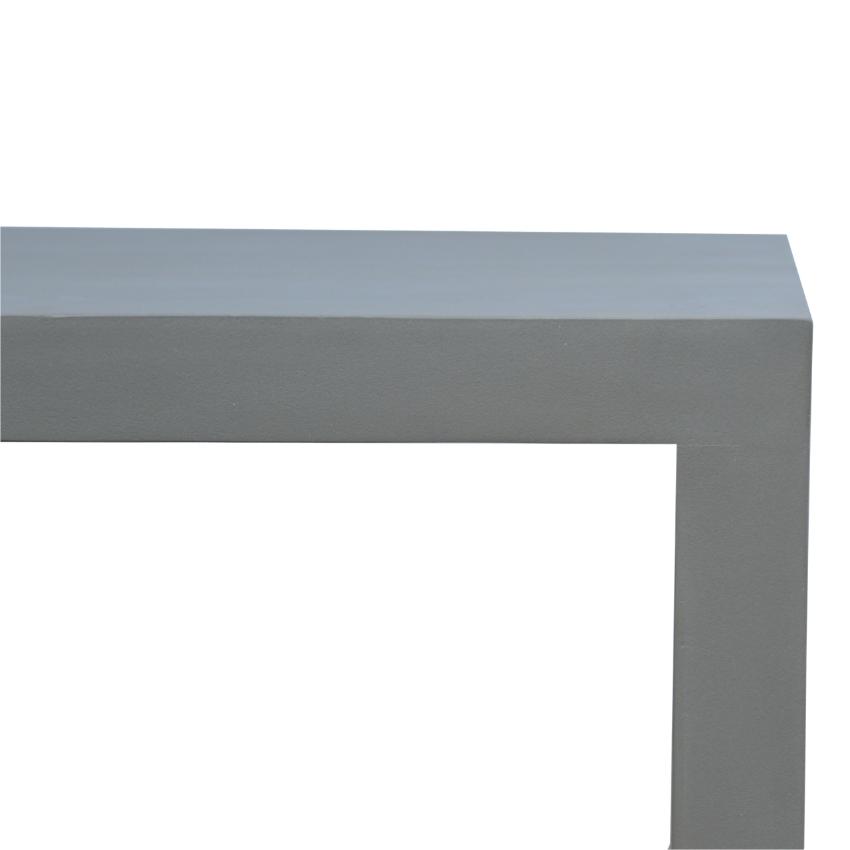 Solid Mango Wood Cube Bedside Table | Open Shelf | Cement-Style Finish & Gold Base