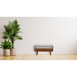 Curved Mango Wood Media Unit | Chestnut Finish | 90cm