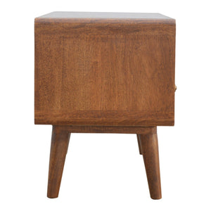 Curved Mango Wood Media Unit | Chestnut Finish | 90cm