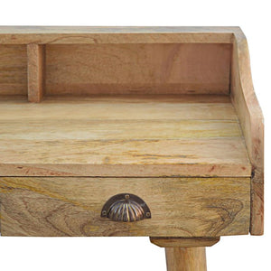 Solid Mango Wood Gallery Desk | 3 Drawers | Shell Handles